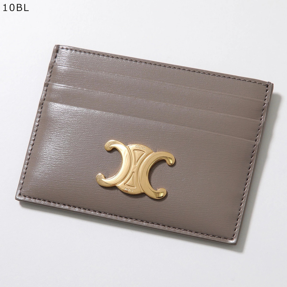Celine Card Case Wallet TRIOMPHE Leather Pass Metal